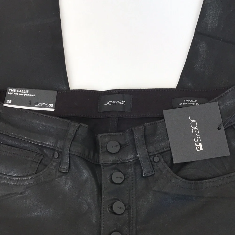 NWT Joe’s Jeans Callie Black Coated Denim High Rise Bootcut Crop Pants 28 & 30 - Picture 11 of 16